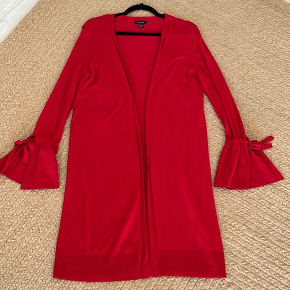 Halogen Sweaters - Halogen Vibrant Red Cardigan with Bell Sleeves